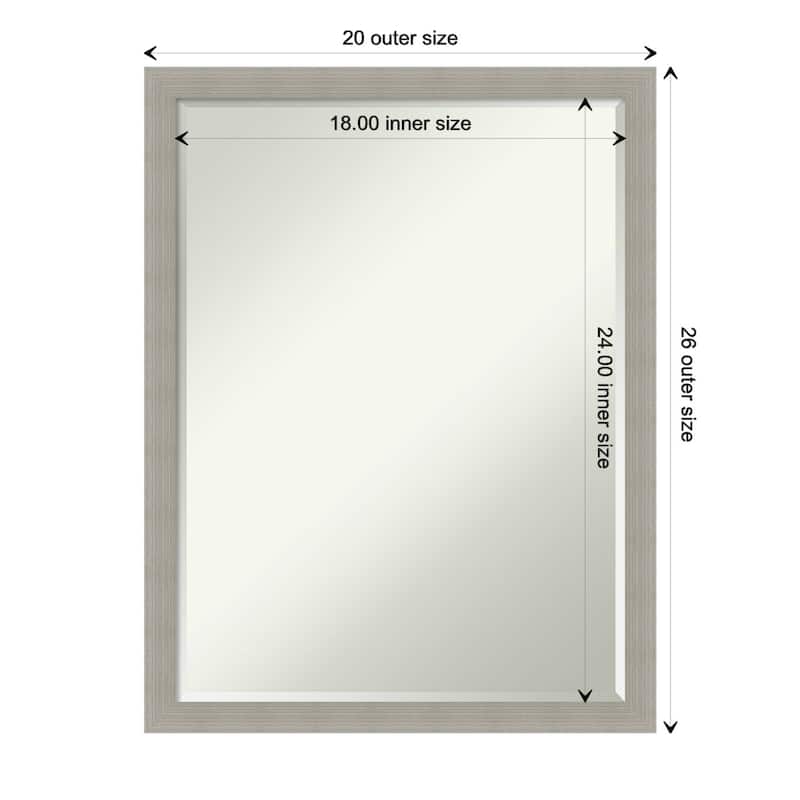Woodgrain Stripe Half-Inch-Bevel Wood Framed Wall Mirror - Glass Size 18x24 - Woodgrain Stripe Grey