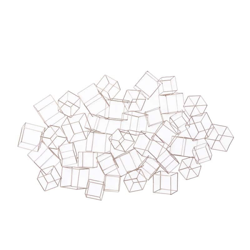 Metal Geometric 3D Square Home Wall Decor - Black or Gold - Roche River Decor