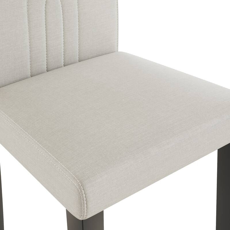 Javlergo Set of 2 High Back Dining Chairs PU Leather or Linen Upholstery Density Foam for Dining Room Kitchen Living Room