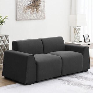 Modern Linen Fabric Upholstered Sofa 2-3 Seater Geometric Couch with ...