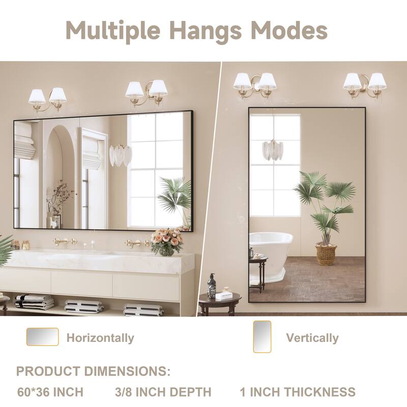 QuivaraView Wall Mounted Aluminum Frame Bathroom Vanity Mirror