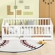 preview thumbnail 28 of 102, Montessori Floor Bed with Fence Guardrail and Removable Door Toddler Floor Wood Bed Frame for Kids Boys Girls Children's Room