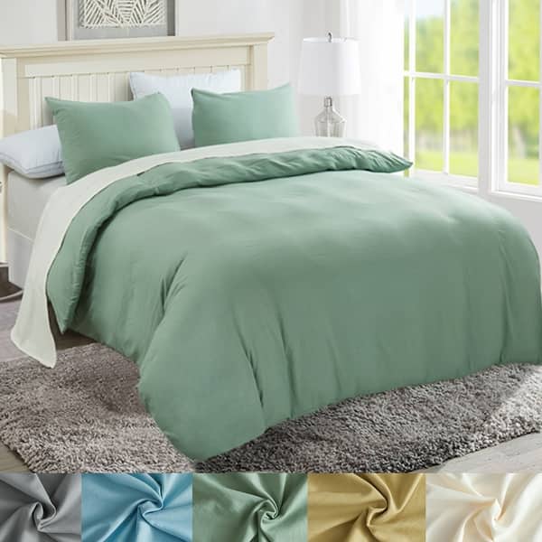 3 Piece Washed Duvet Cover with Zipper Closure On Sale Bed Bath