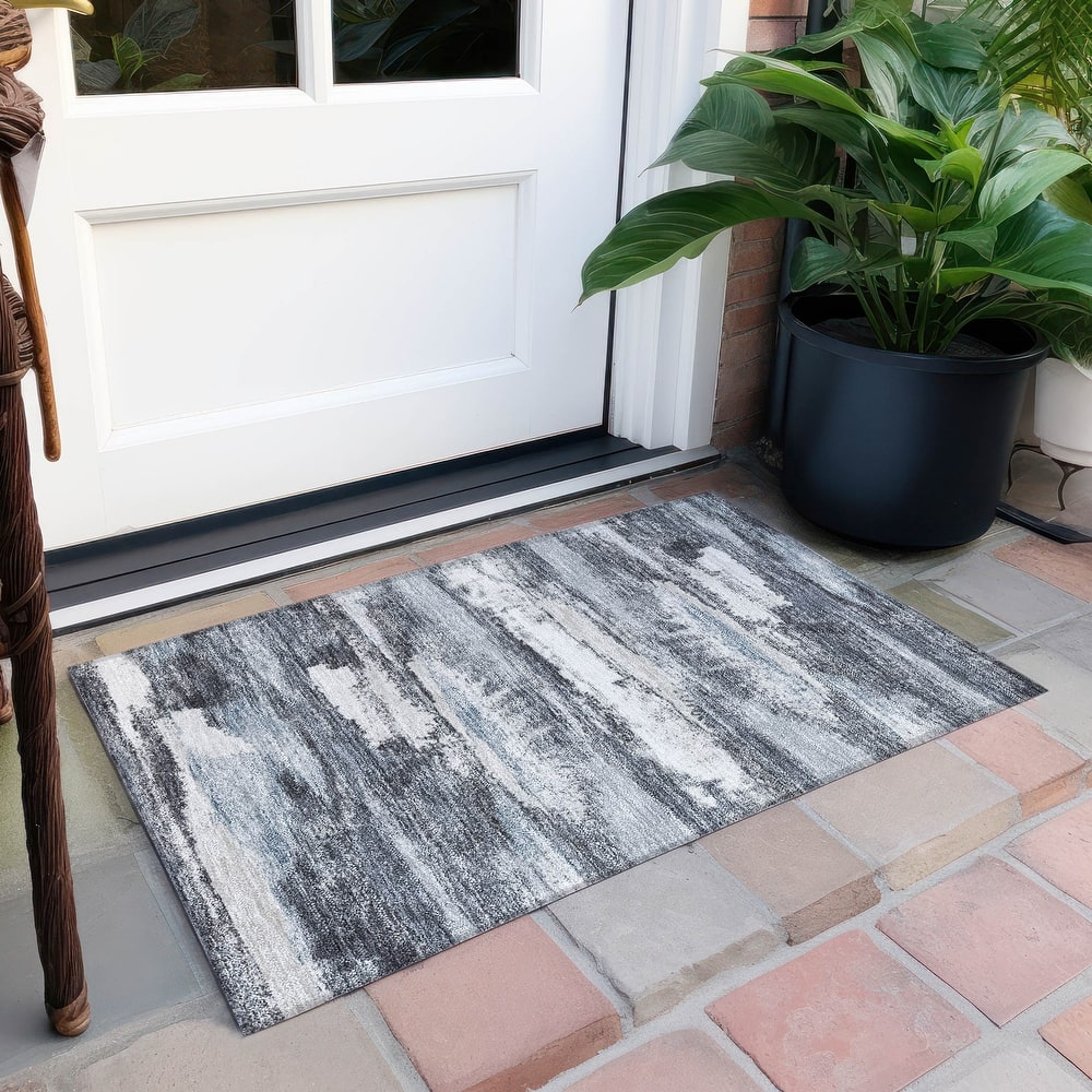 Machine Washable Indoor/ Outdoor Abstract Modern Chantille Rug