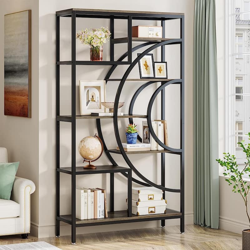 71 inches Geometric Bookcase, 8 Tiers Tall Bookshelves for Home Office