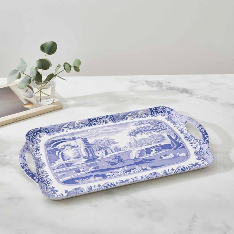 Pimpernel Blue Italian Large Melamine Handled Tray - 19.25" x 11.5"