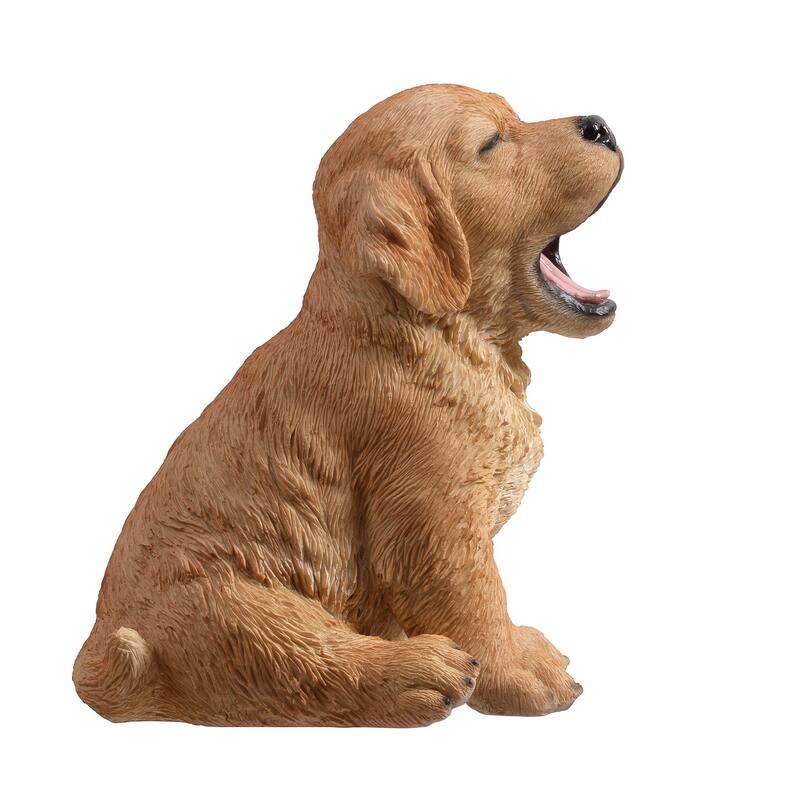 Yawning Golden Retriever Outdoor Garden Statue - 6.5"