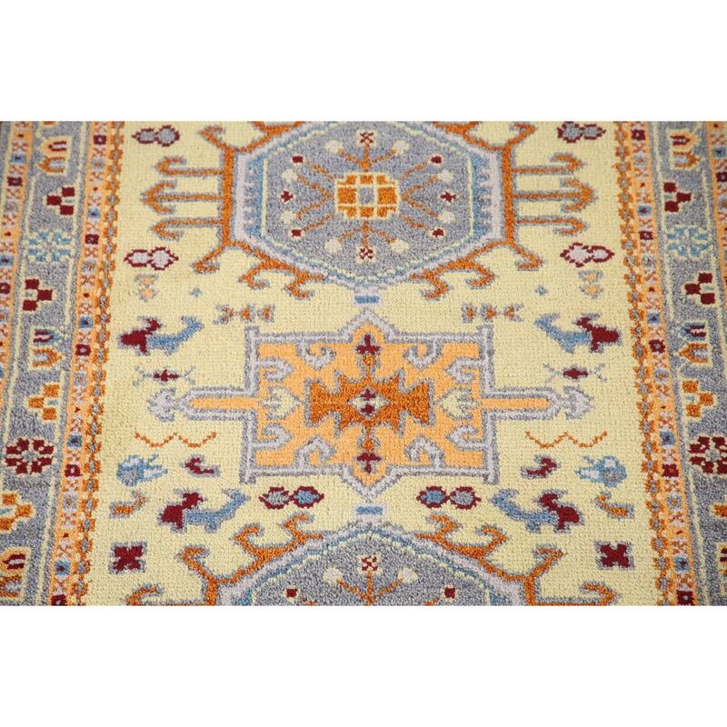 Geometric Kazak Accent Rug Hand-Knotted Wool Carpet - 3'0"x 5'0"