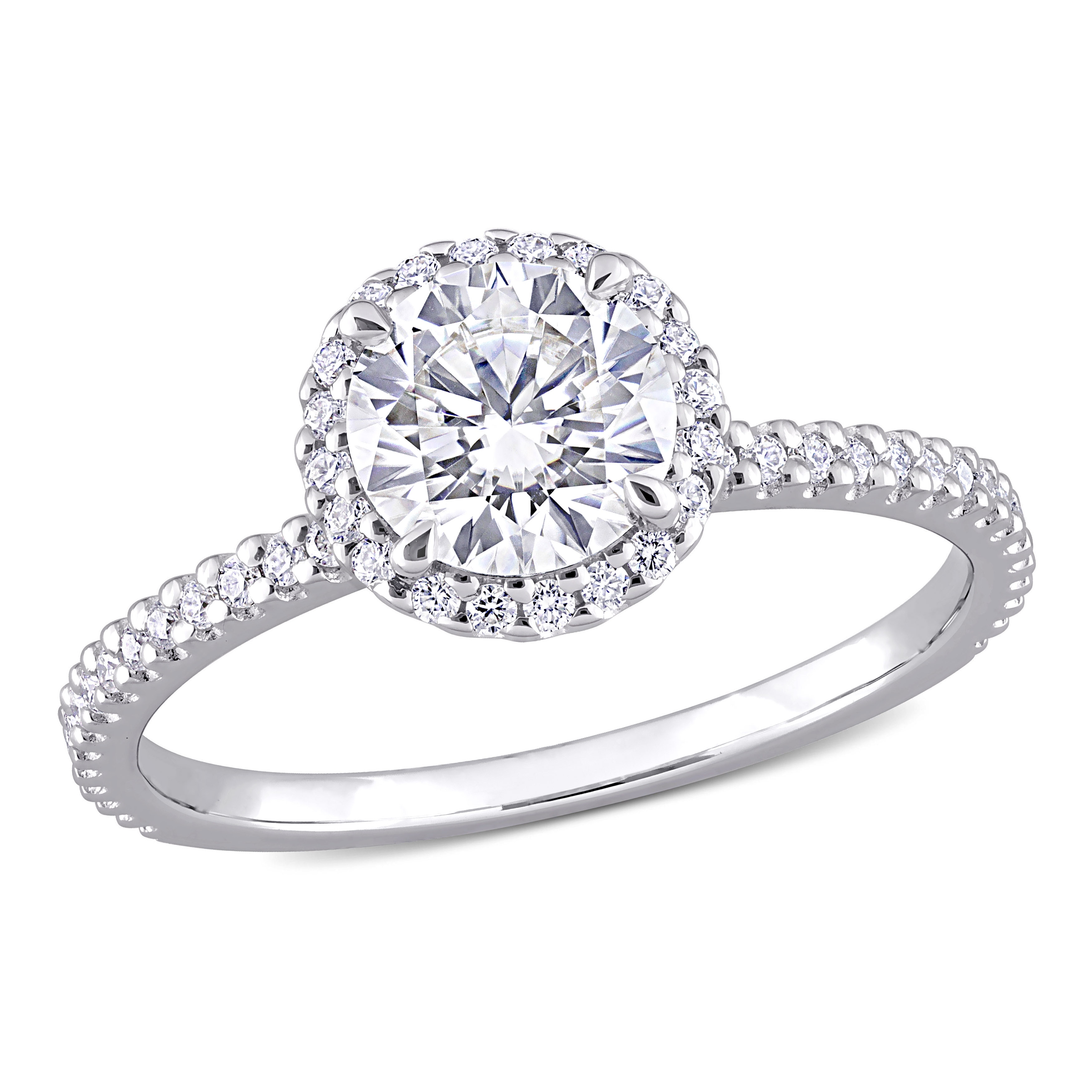 Miadora Sterling Silver 1 1/4ct TGW Created Moissanite Halo Engagement Ring