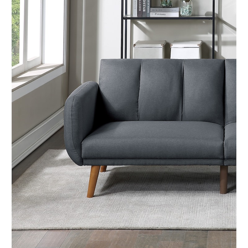 Elegant Modern Sofa Polyfiber Sofa Convertible Bed Wooden Legs
