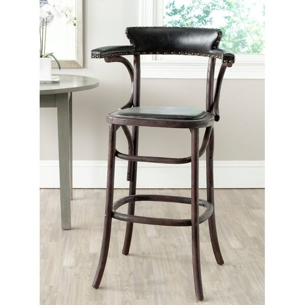 Safavieh Kenny Antique Black Upholstered Bar Stool Safavieh Kenny Antique Black Upholstered Bar Stool