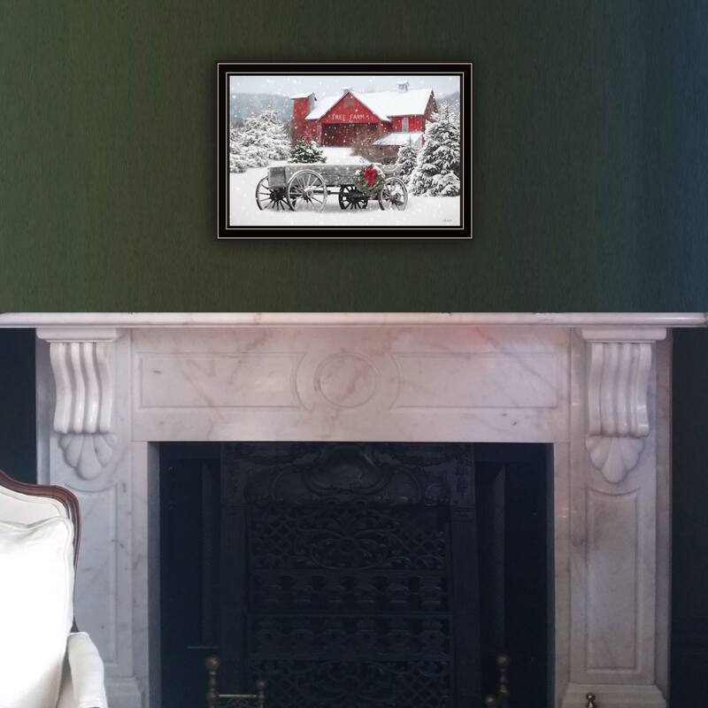 Framed Wall Art - Tree Farm Wagon, Black Frame