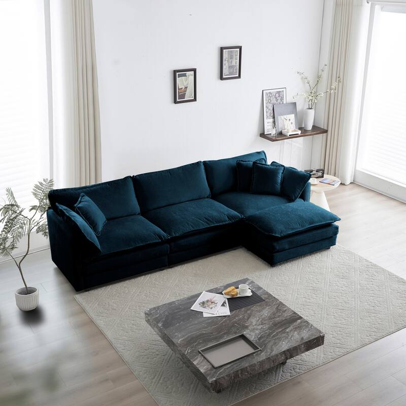 Cloud Chenille Upholstered Modular Sectional Sofa with DIY Combination Design