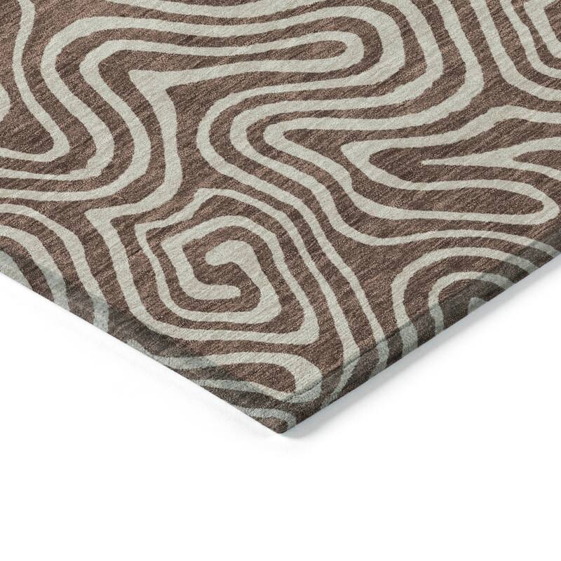 Machine Washable Indoor/ Outdoor Modern Trance Chantille Rug