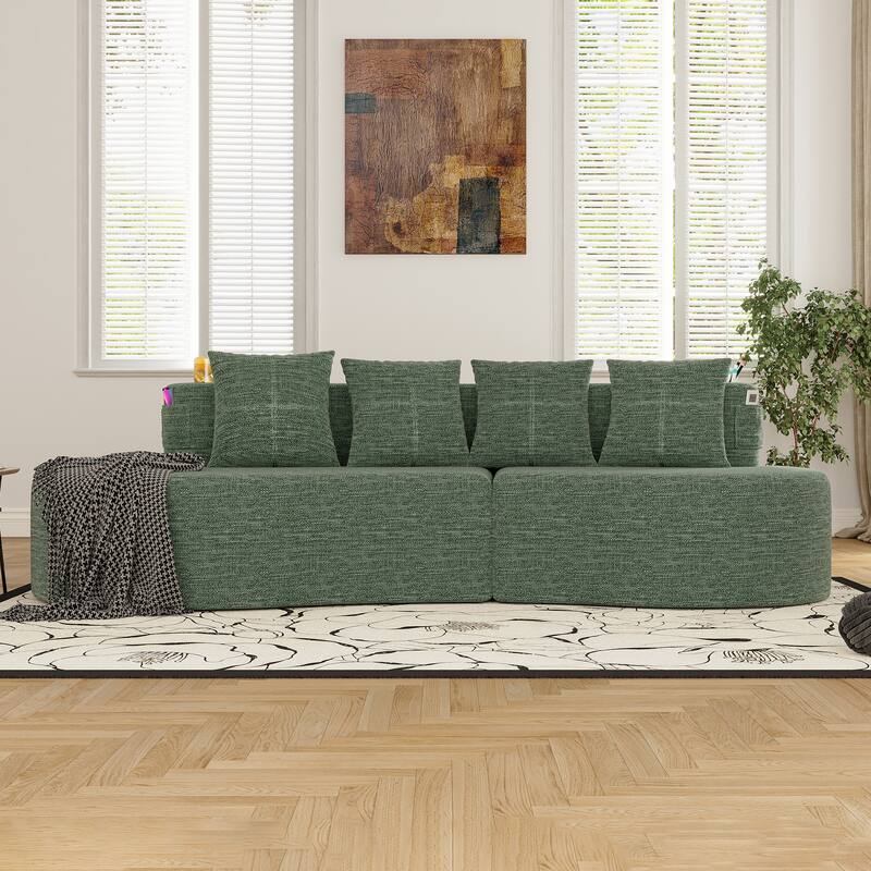 Modern Curved Sectional 3 Seat Minimalist Elegant Half Moon Sofa Compressed Modular Sectional Sofa for Living Room, Office