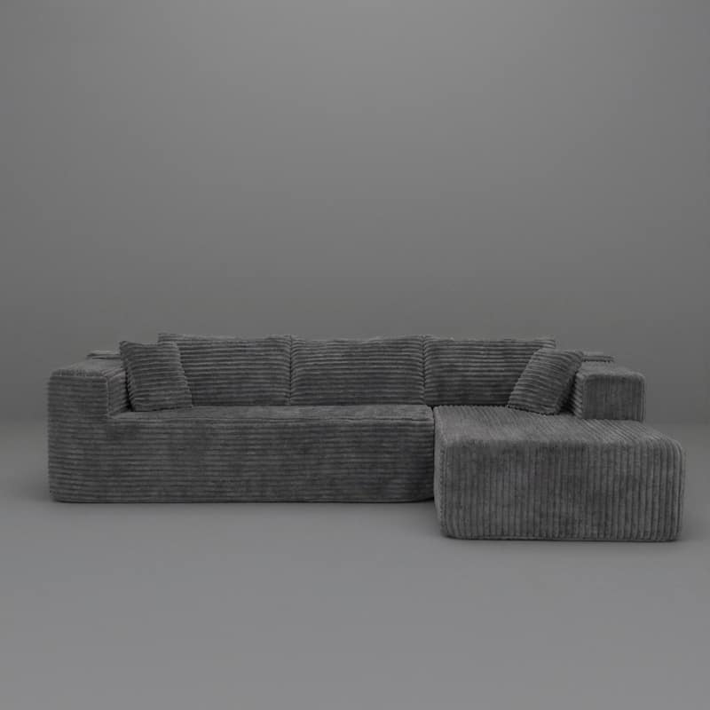 Black L-Shaped Compressed Foam Sofa – Ready-to-Use Sectional Couch with Chaise