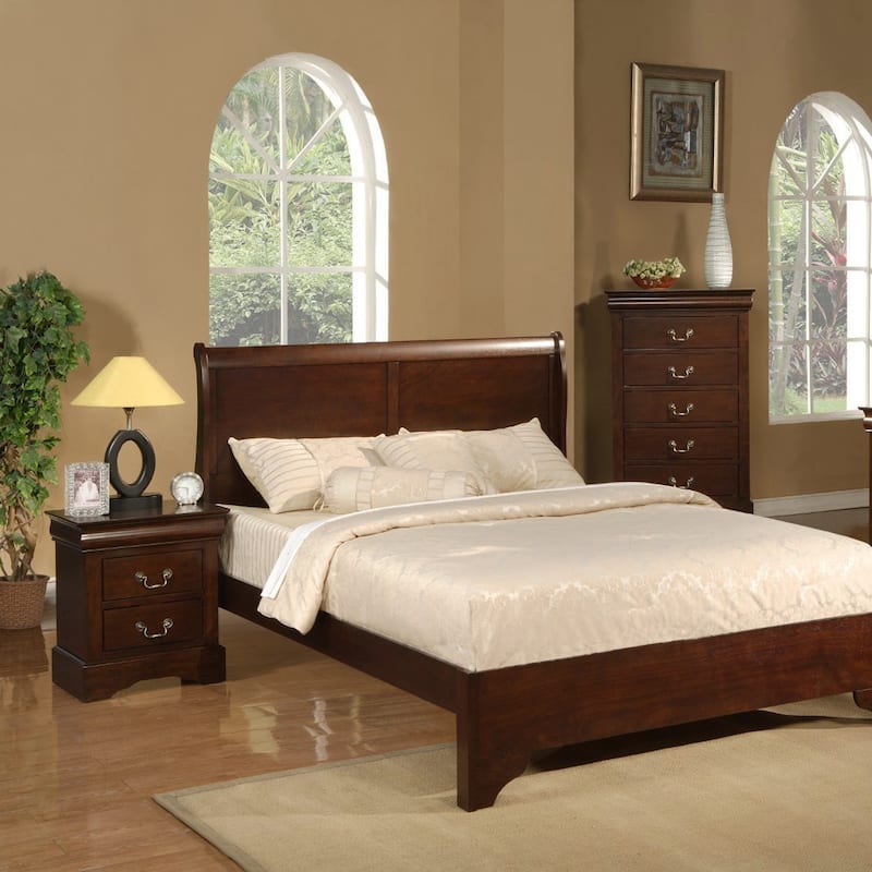 Wood 2-Drawer Rectangular Nightstand with Metal Accents