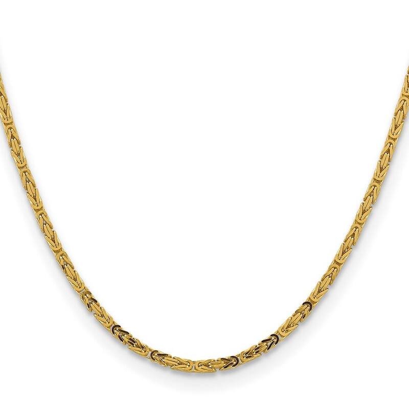 Curata 14k Yellow Gold 7" OR 8" Solid 2.5mm Square Byzantine Chain Bracelet for men or women