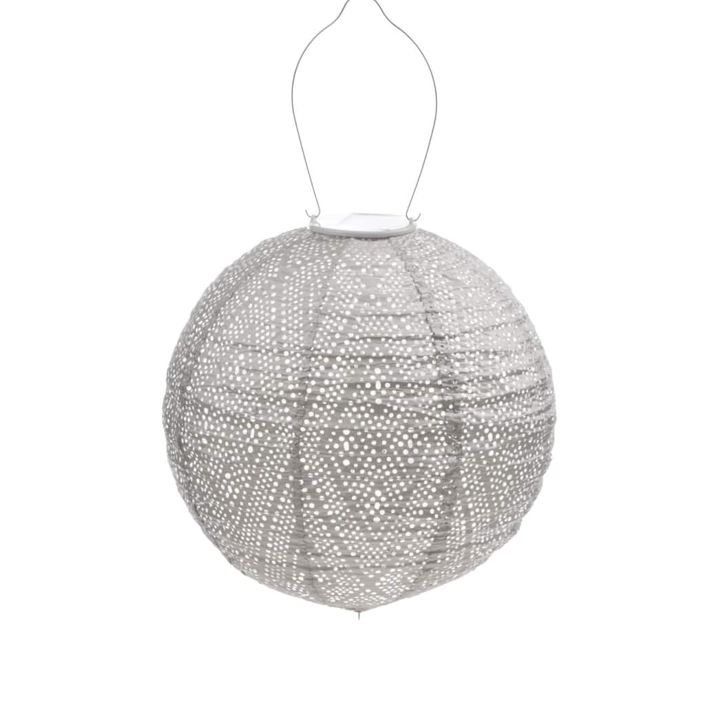 Round LED Lighted Ikat Lantern - 17.5" - Taupe Gray - Grey