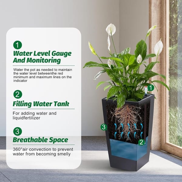 2ack 22" Tall Plastic Planter Large Flower Pots for plants Liquid Level  Detector - 22 - Bed Bath & Beyond - 42723467