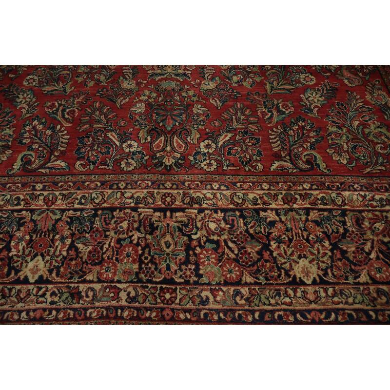 Hand Knotted Oriental 100% Wool Carpet Traditional Floral Oranges & Rust Sarouk Area Rug - 21' 3'' X 10' 7''