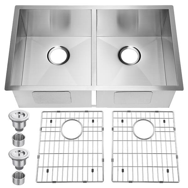 Shop 32 X19 X10 Modern Stainless Steel Double Bowl Undermount Kitchen Sink On Sale Overstock 31510403