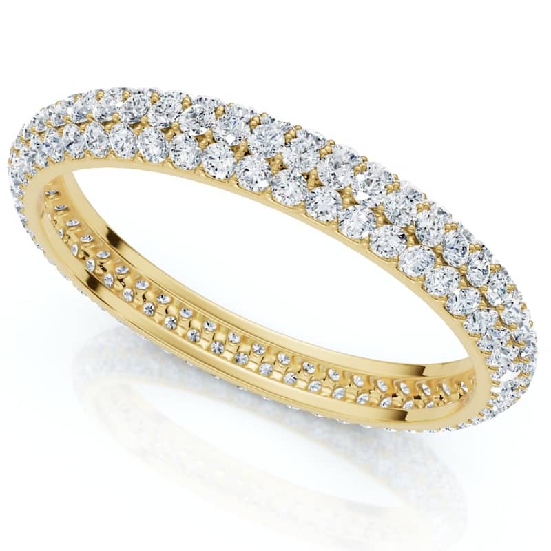 Bliss Diamond 1Ct Pave Diamond Eternity Ring Gold Lab Grown - 9 - Yellow
