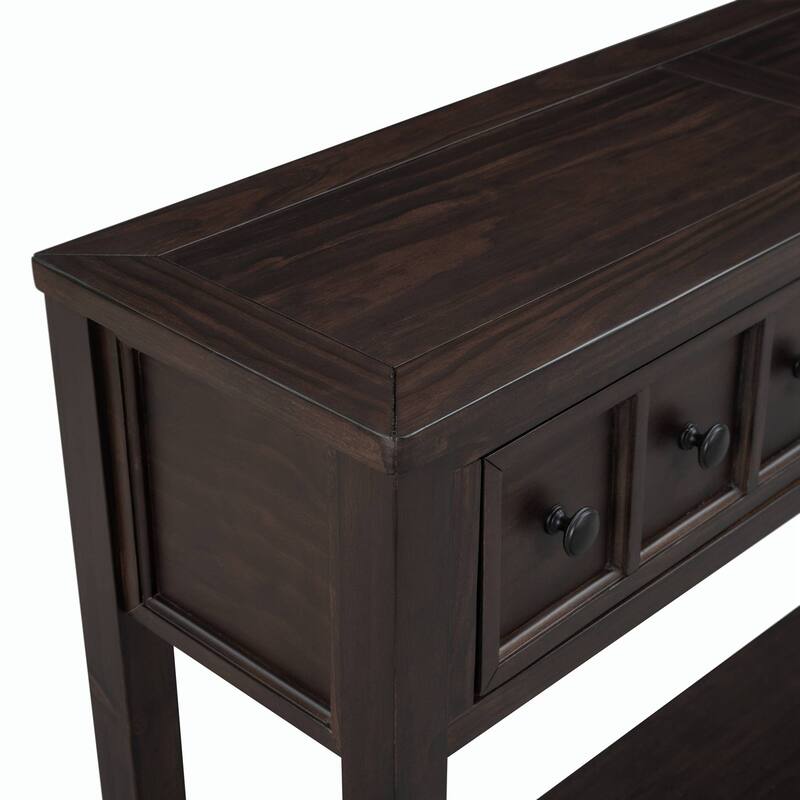 60"L Rustic Entryway Console Table, Long Sofa Table with Drawers and Bottom Shelf for Storage