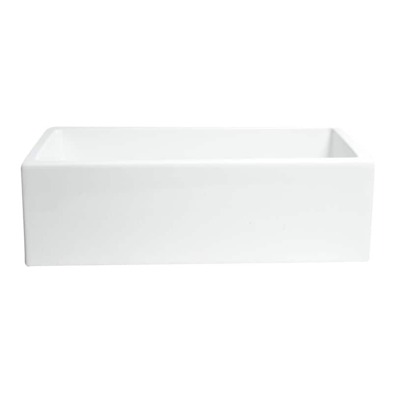 ALFI brand AB3318HS-W Modern 33" x 18" Reversible Fluted / Smooth Single Bowl Rectangular Fireclay Farm Sink - White