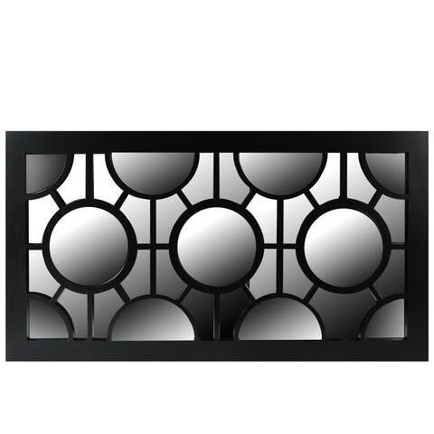 25.5" Black Framed Geometric Circles Rectangular Wall Mirror