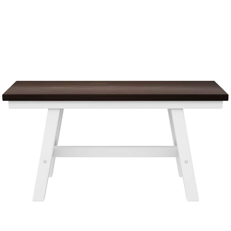 6-Piece Wood Dining Table Set Kitchen Table Set with Long Bench and 4 Dining Chairs, Farmhouse Style