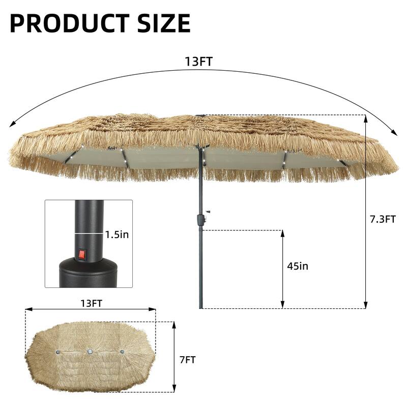 Autlaycil 13ft Extra Large Patio Umbrella with Solar Lights(Without Base)