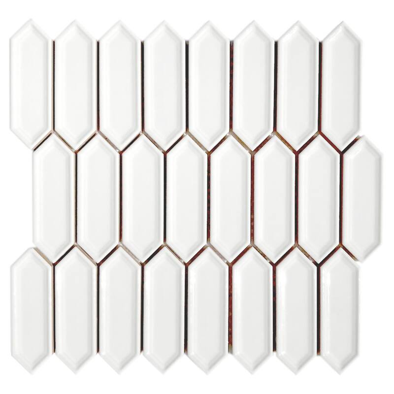 Forio 1.2" x 4.2" Picket Glossy Porcelain Mosaic Tile - 5 sheets (4.80 sf) - White