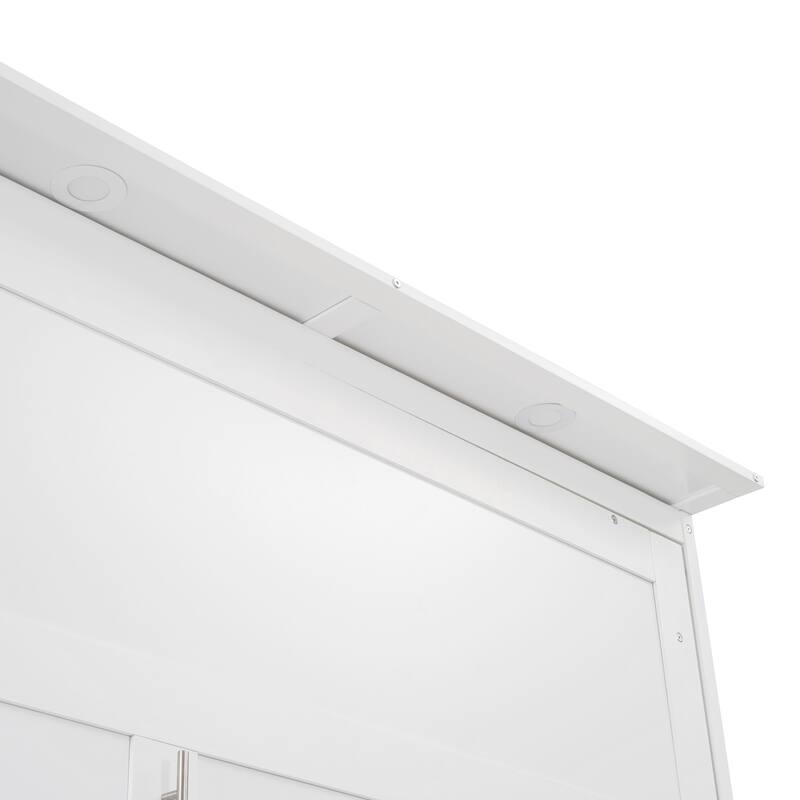 Queen Murphy Bed with Shelves & Drawers - Modern Wall Bed with Built-in LED Lighting, Space Saving Foldable Bed System