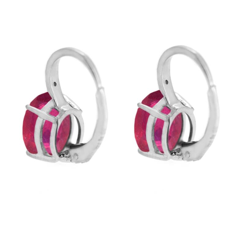 925 Sterling Silver Glass Filled Ruby and Diamond Earrings