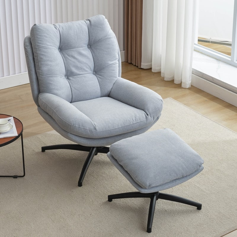 Swivel Accent Chair with Ottoman Rocker Chairs Ottoman Set Rocking Glider Lounge Reading Chair Footrest for Living Room Green