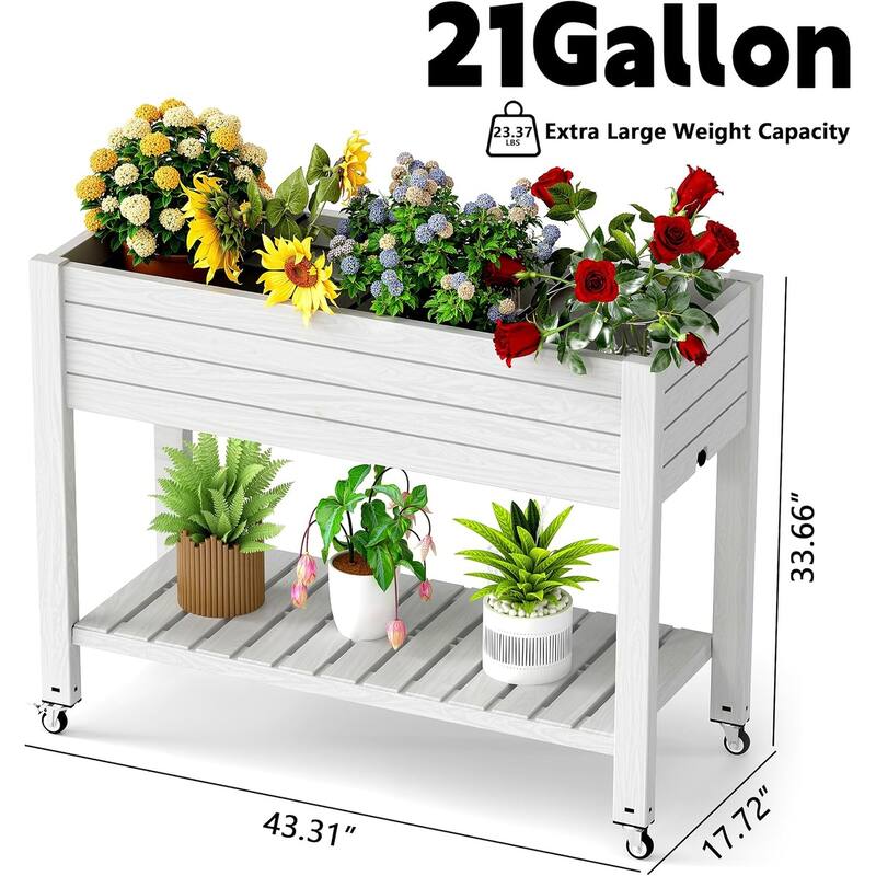 Elevated Horticulture Raised Garden Bed, Divisible Raised Resin Planter Box for Backyard, Patio, Balcony, Outdoor