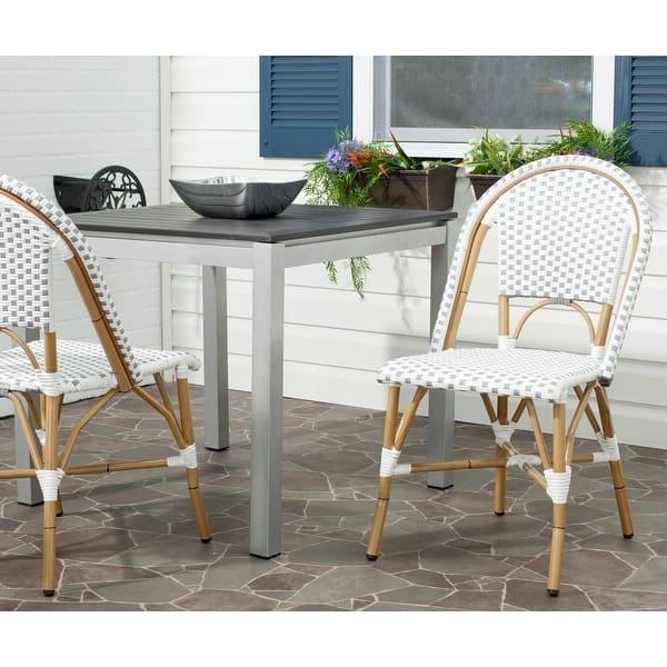 slide 1 of 8, SAFAVIEH Salcha Grey Indoor/ Outdoor Stackable Chair (Set of 2)