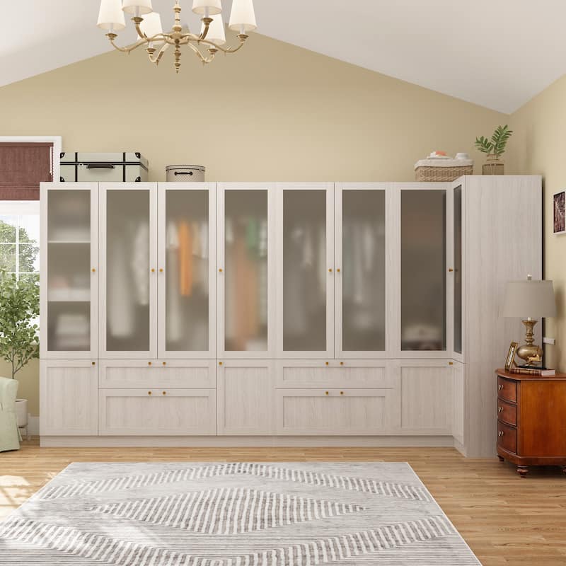 Modular Modern Glass Door Wardrobe:Storage Closet Solution Armoire