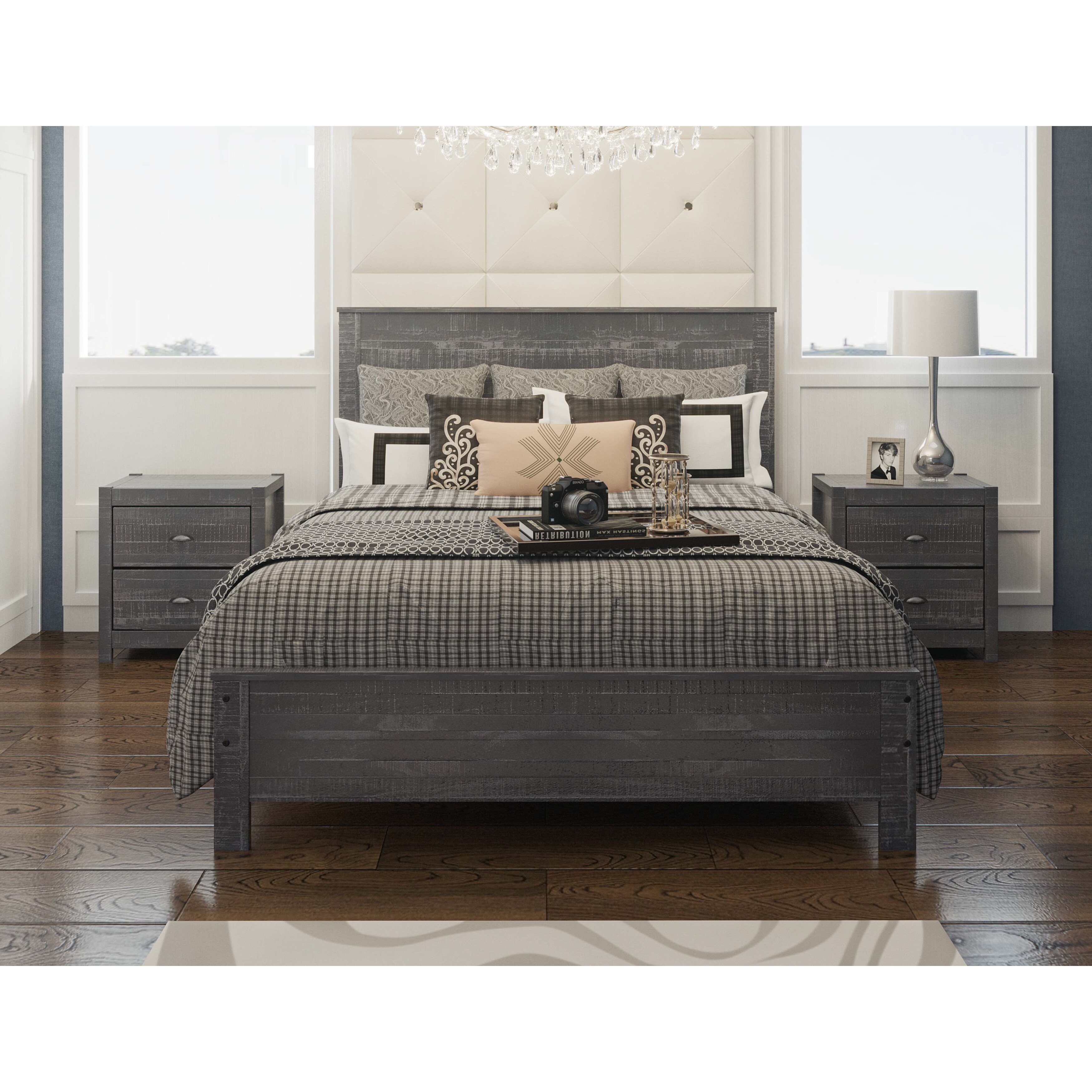 Rustic grey bed frame discount