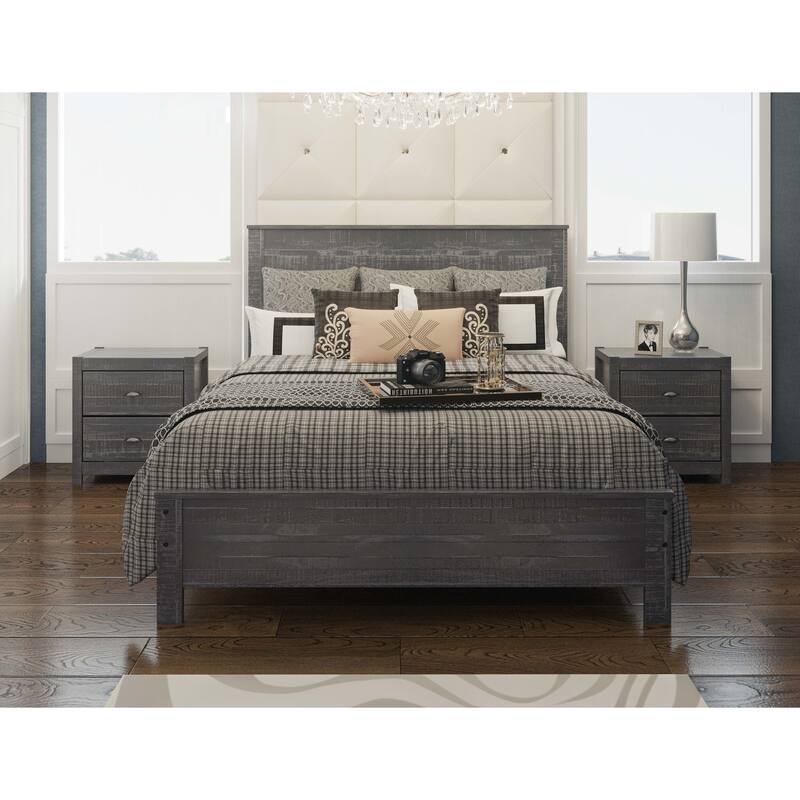 Solid Wood Bed, Modern Rustic Wooden Queen Size Bed Frame Box Spring Needed