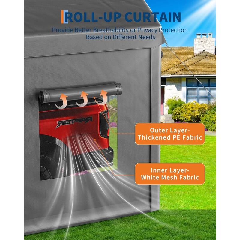 10x20 Ft Metal Carport Oversized Portable Garage for Cars, Trucks and Boats - 10X20 Ft