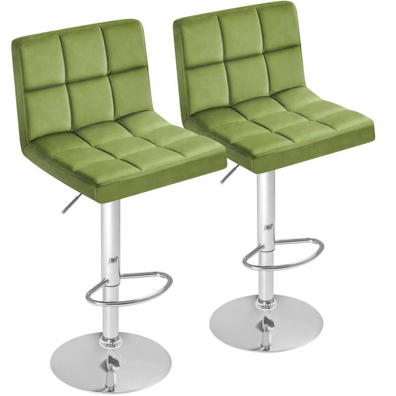 Furniwell Bar Stools Velvet Height Adjustable Swivel Counter Stools with Back - N/A