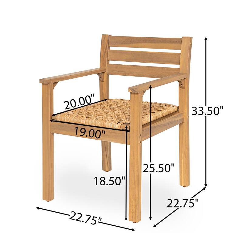 Christopher Knight Home - Rustic Outdoor Acacia Wood Dining Armchair Set (Set of 2)