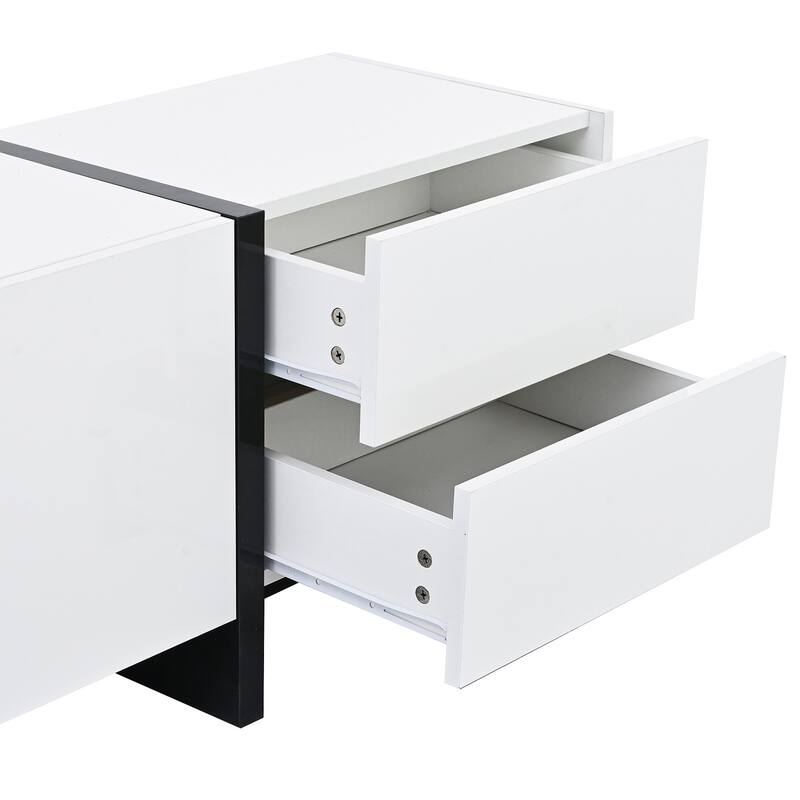 TV Console Table for TVs Up to 80", Modern TV Cabinet with High Gloss UV Surface