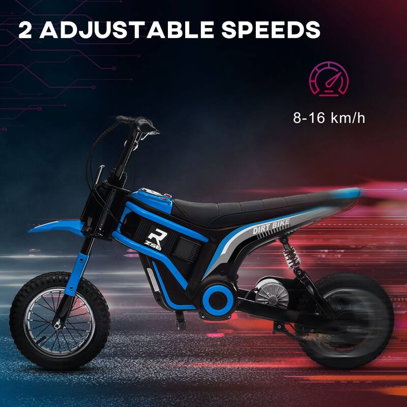 24V Teen Electric Motorcycle with Manual Throttle, Music, Horn, Pneumatic Wheels, 6.2-14.9 mph Speed, for Ages 13+