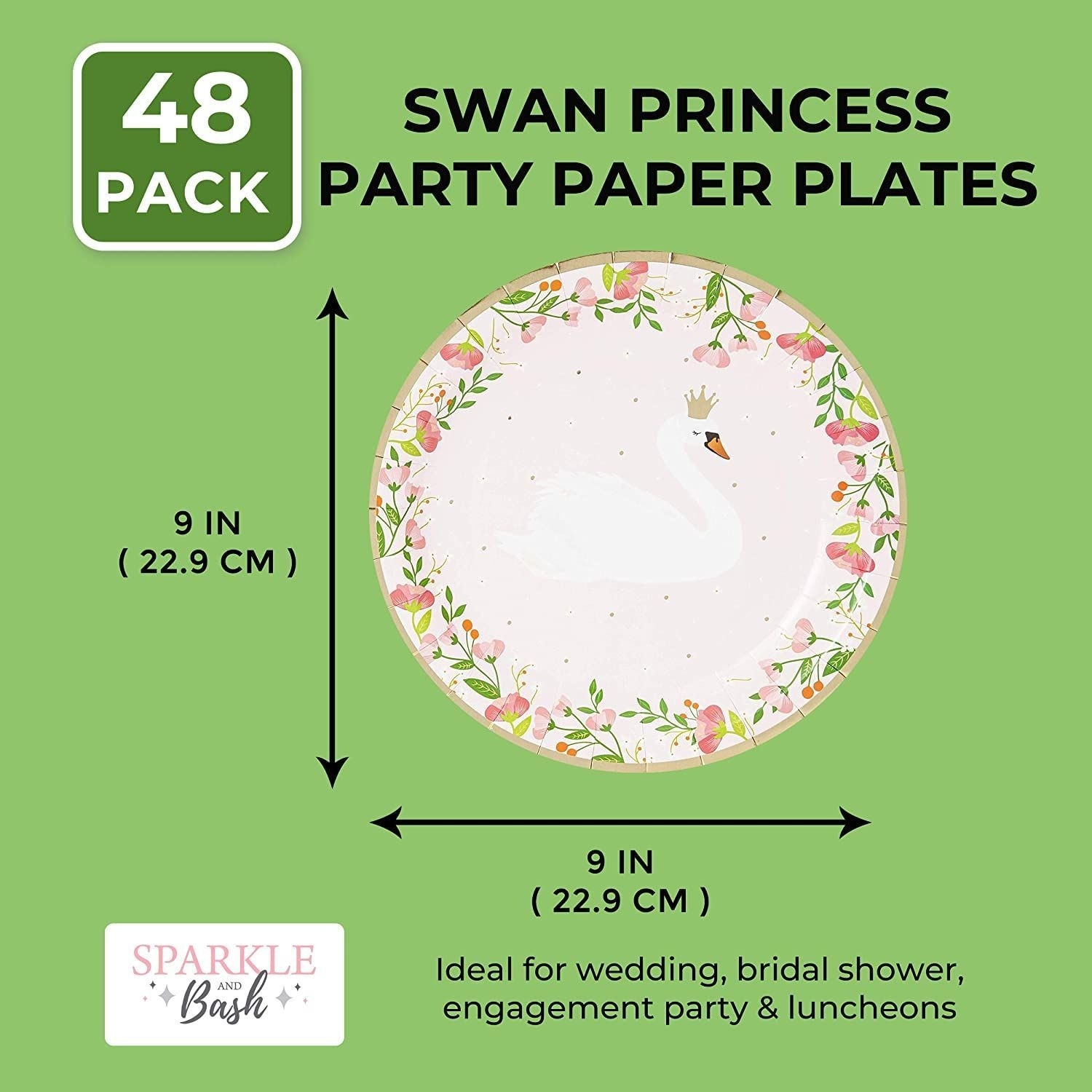 Shop 48 Princess Swan Girl Party Paper Dinner Plates Birthday Baby Shower Pink Floral 9 X 9 Overstock 31677655