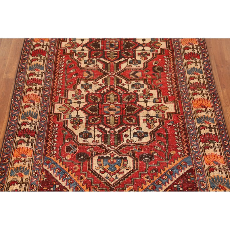 Hand Knotted Oriental 100% Wool Carpet Traditional Geometric Red Bakhtiari Area Rug - 9' 6'' X 5' 0''
