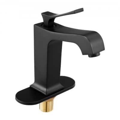 Black Stainless Steel Single Handle Sink Faucet with Drain - 6.89 x 2.17 x 10.24 inch