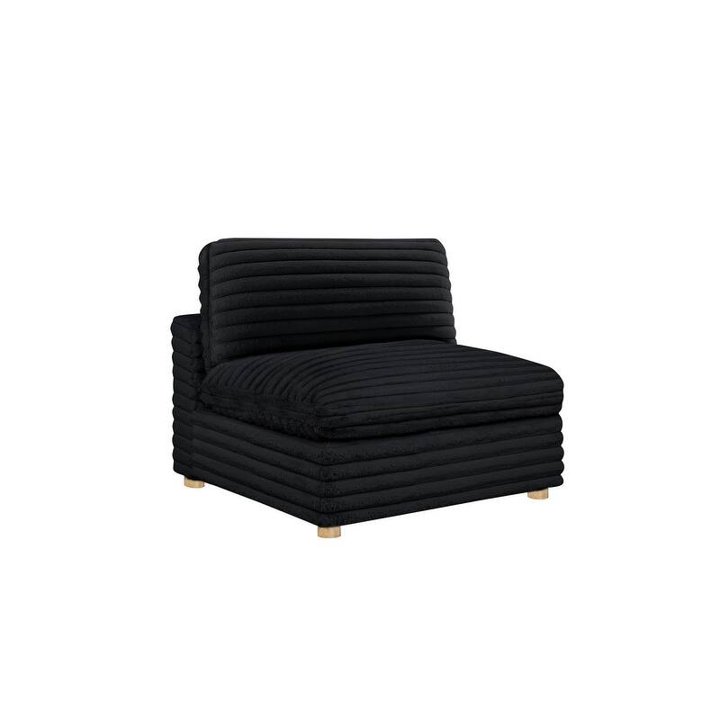 Best Quality Furniture 4-Piece Section Corduroy Modular - Black Armless Chiar
